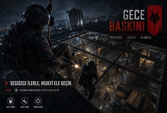 Slotime Gece Baskını Modu Detay Görseli – Karanlık Harita ve Takım Konumu